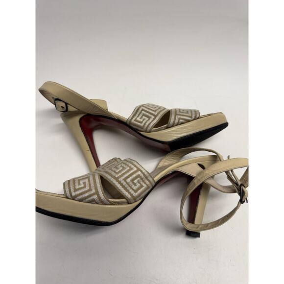 Christian Louboutin Jordi Ankle Strap Sandals Beige Heels 38.5 /US 8 - Picture 12 of 16